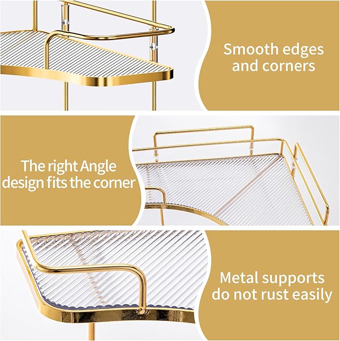 Seoneiro 2 Tier Corner Bathroom Counter Organizer, Cosmetic Skincare Organizer - Image 4