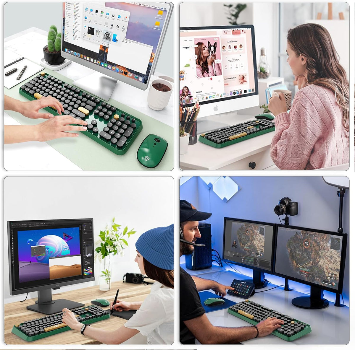 FD Wireless Keyboard and Mouse | Cute Colorful Keyboard and Mouse with 2.4GHz...