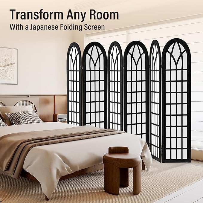ALeesing Folding Room Divider Privacy Screen Freestanding 6-Panel Shoji Style - Image 7
