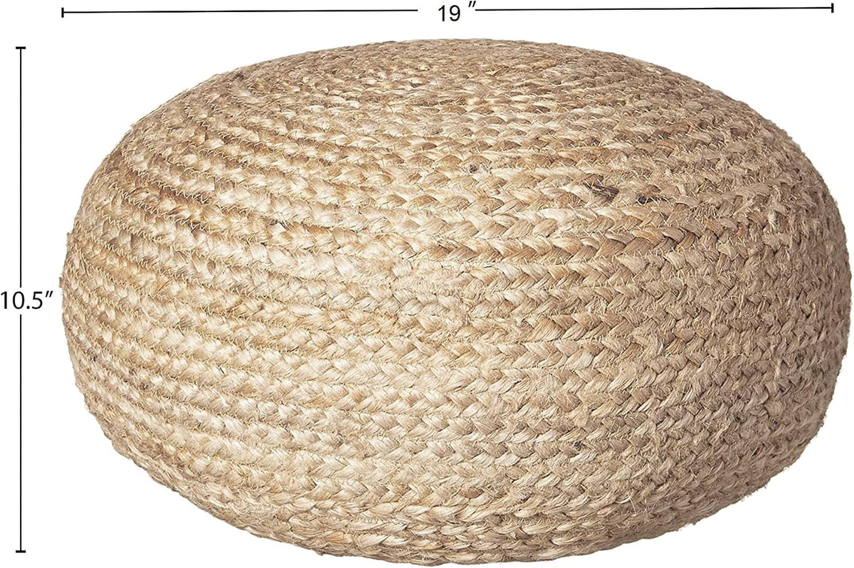 Decor Therapy Round Pouf Ottoman Footrest, Natural Jute Woven, Boho Pouf, Boh...