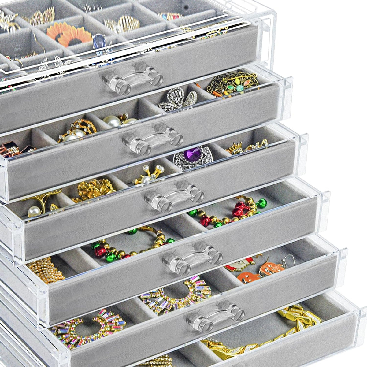 Watpot Acrylic Jewelry Box Organizer and Storage 6 Drawer for Earring Display...