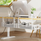 Under Desk Cable Management Tray 2 Pack, No Drill Cable Organizer by Litwaro