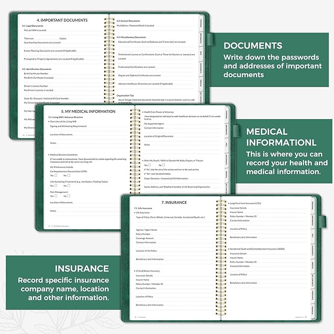 SUNEE End of Life Planner, I‘m Dead Now What Planner, Large Print Spiral-Bound - Image 5