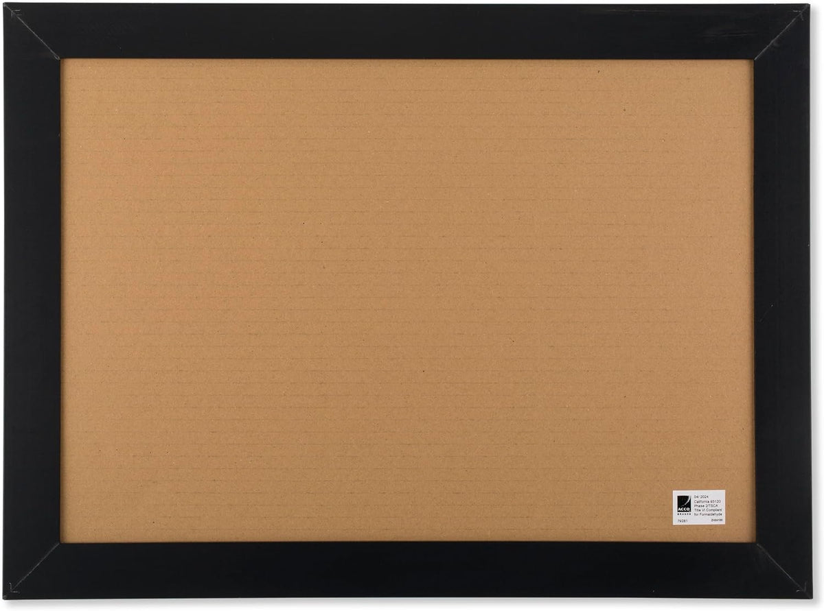 Quartet Cork Board Bulletin Board, 17" x 23", Framed Corkboard, Bla...