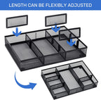 neudeco desk drawer organizer, 4 pack metal mesh, close-up detail