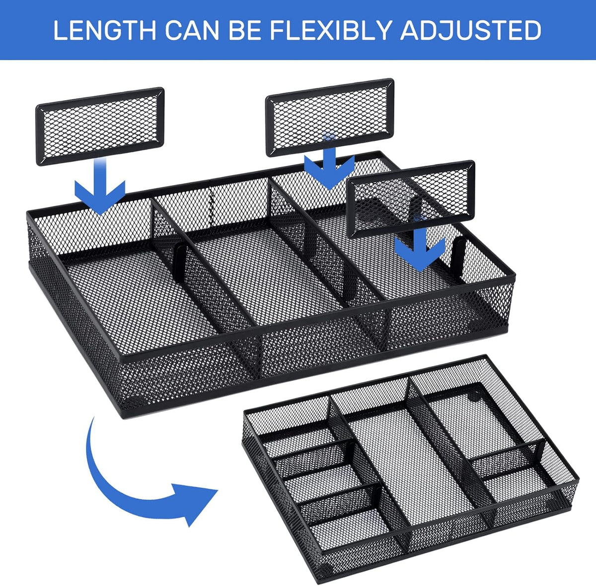 neudeco desk drawer organizer, 4 pack metal mesh, close-up detail