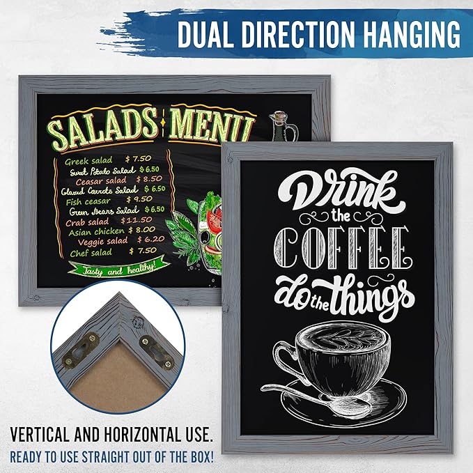 Rustic Grey Magnetic Wall Chalkboard, Large Size 18" x 24", Framed Chalkboard - Image 3