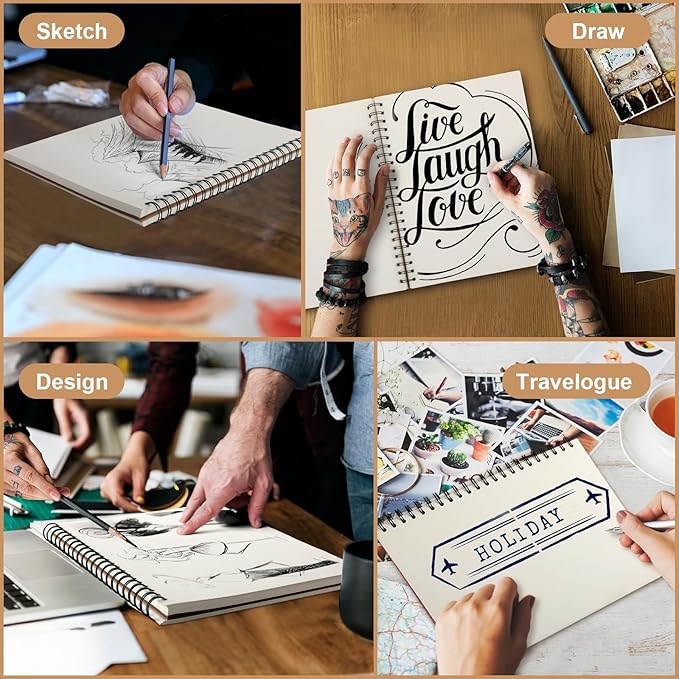 PerKoop 2 Pcs 8.5"x11" Spiral Sketch Pad A4 Large 100 Sheet Blank Notebook - Image 4