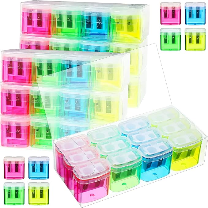 96 Pieces Pencil Sharpeners for Kids Colored Pencil Sharpeners Manual Double by Chinco