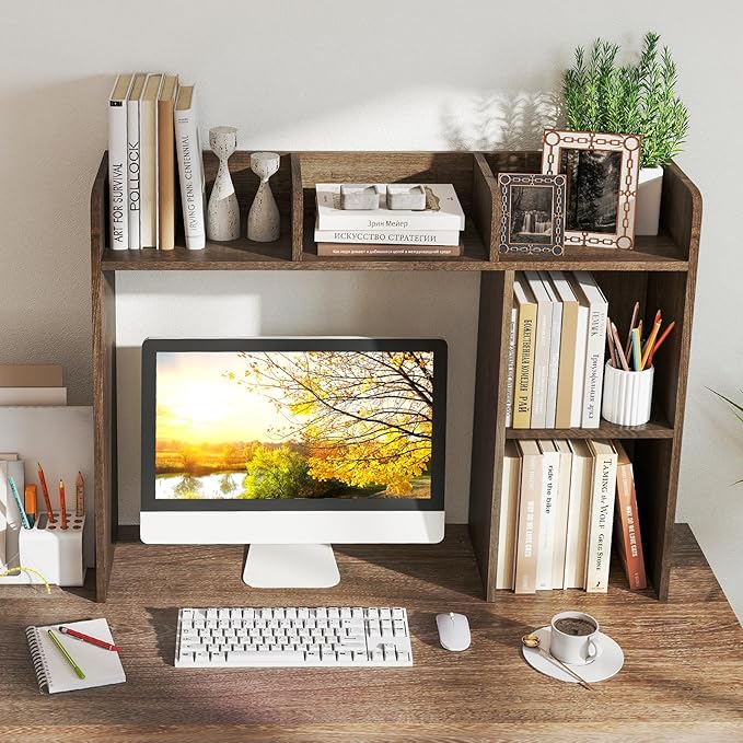 Tangkula Desktop Bookshelf, Countertop Storage Hutch - Image 4