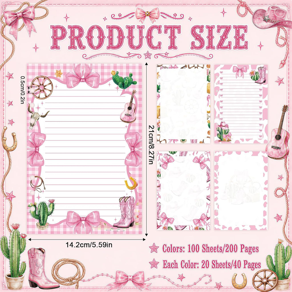 100 Sheets Cowgirl A5 Planner Inserts - 120GSM Thick Pink Bow Refill Paper for A5 6-Ring Binder, Western Cowgirl Boots 6 Hole Loose Leaf Sheets for Journal Diary Notebook Budget Creative Planning