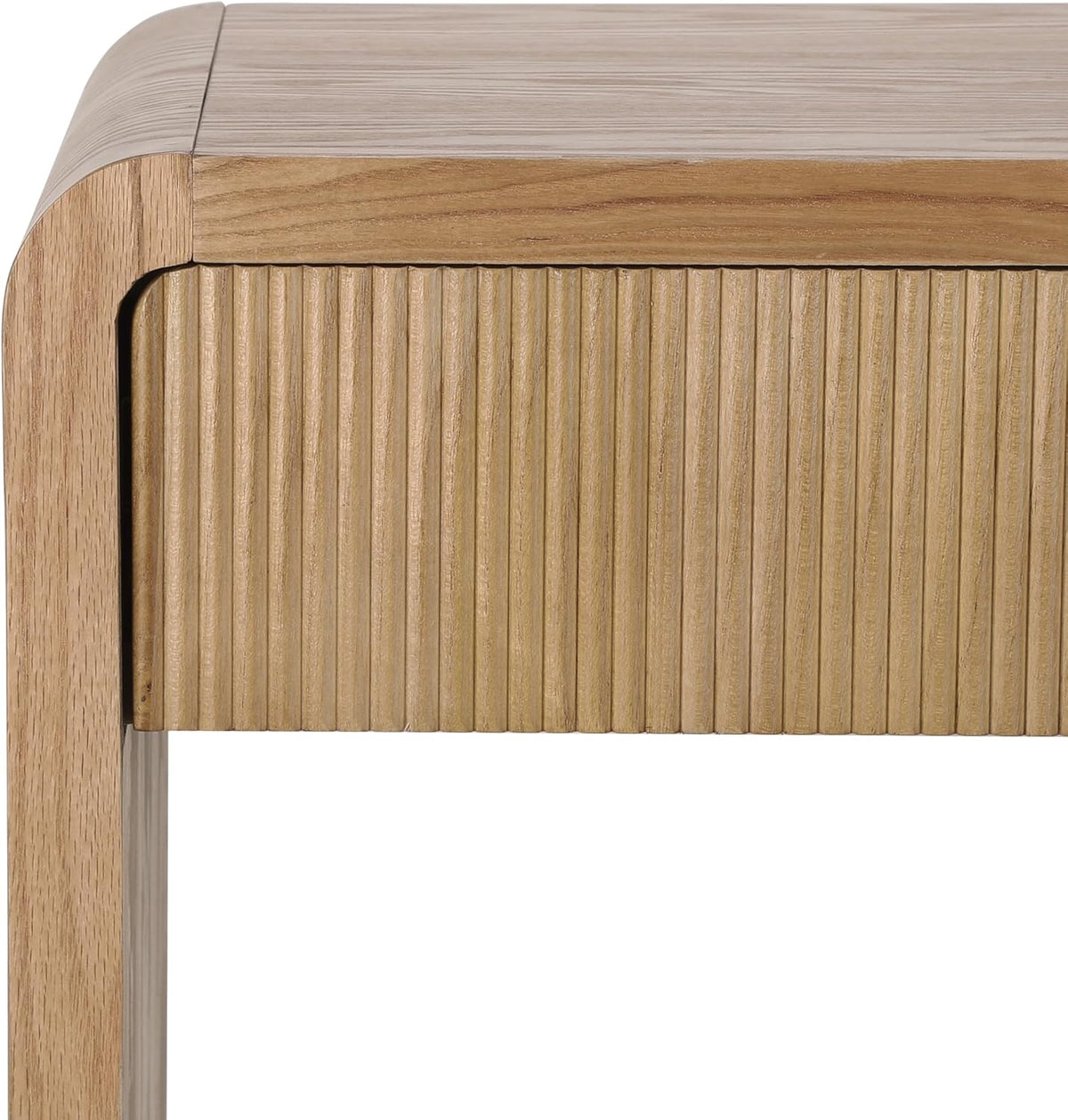 Knocbel Console Table with 3 Drawers and Vertical Slats, Modern Sofa Tables w...