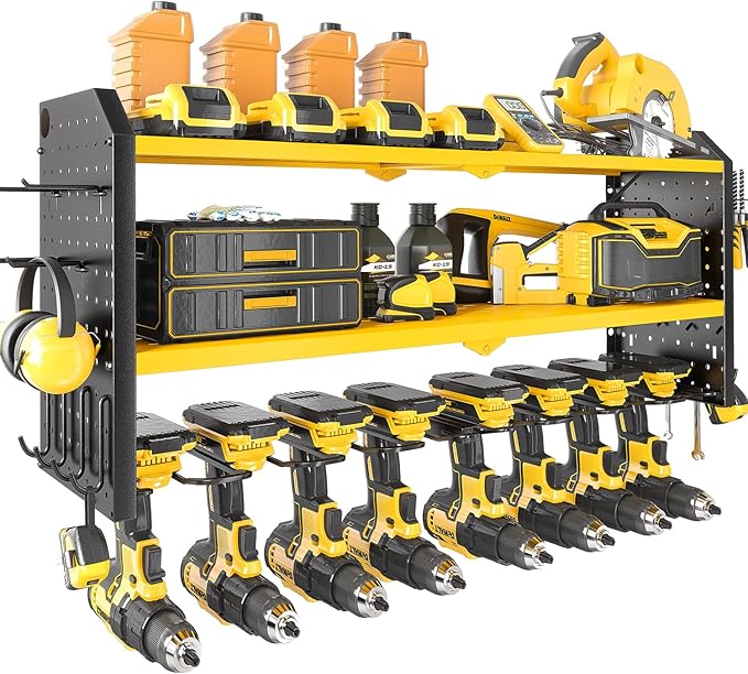 KAFAHOM Power Tool Organizer，Large 8 Drill Holder Wall Mount ，Heavy Duty Metal by KAFAHOM