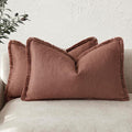 Foindtower Set of 2 Decorative Linen Fringe Lumbar Throw Pillow Covers Boho by Foindtower