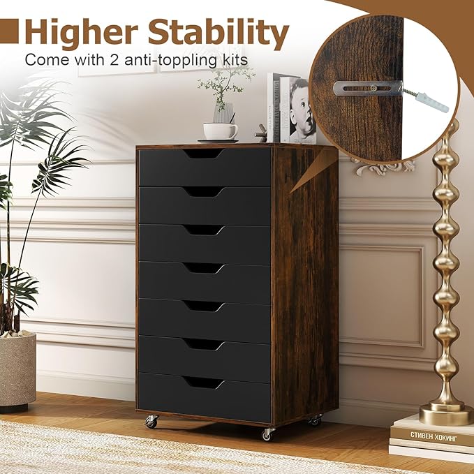 Giantex 7-Drawer Storage Cabinet, Mobile File Organizer - Image 7