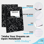 Emraw Composition Notebooks Wide Ruled Paper Bulk, Hard Cover Composition - Image 3
