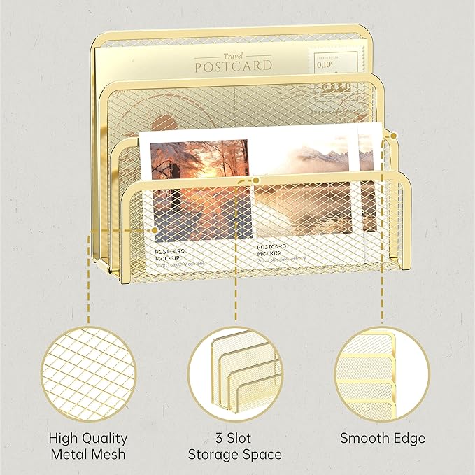 SUPEASY Mail Organizer for Desk, Mesh Metal Mail Holder Countertop - Image 5