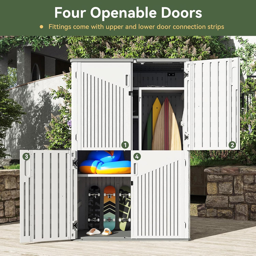 aoxun outdoor storage shed, 64 cu.ft vertical resin, close-up detail