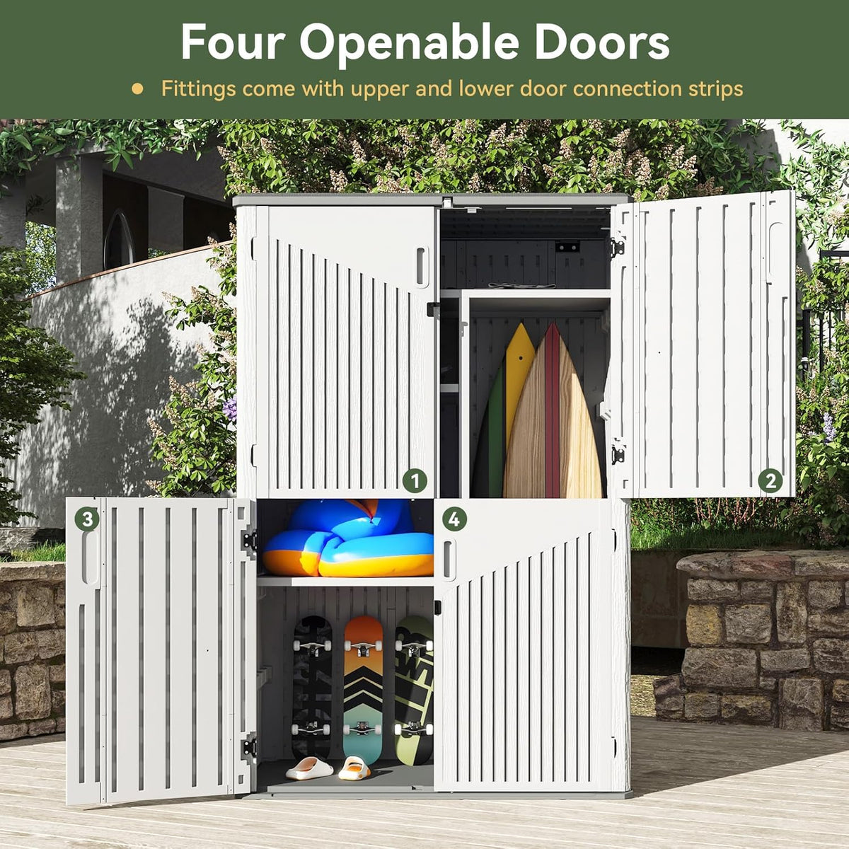aoxun outdoor storage shed, 64 cu.ft vertical resin, close-up detail