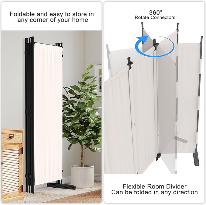 Kecreque 6 Panel Room Divider, 6ft Folding Screen Portable Wall Partition Room - Image 3
