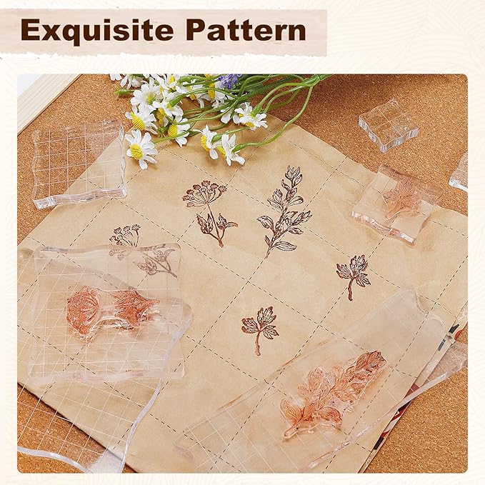 UCEC 7 Pieces Acrylic Stamp Block Assorted Sizes Clear Acrylic Mounting Blocks - Image 3