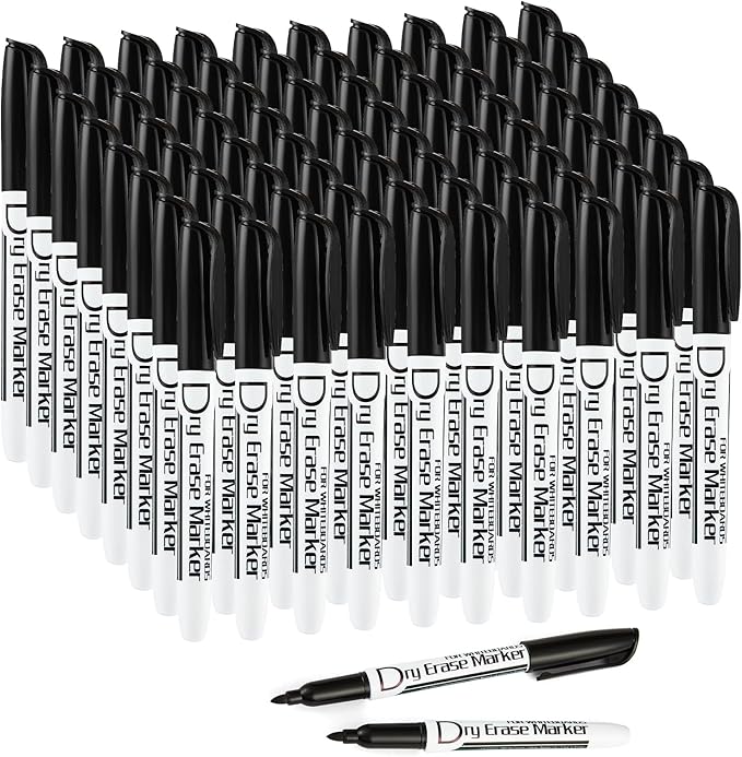 Volcanics Black Dry Erase Markers Low Odor Fine Whiteboard Markers Thin Box of by Volcanics
