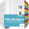 Binder Dividers with Tabs 1-20 Numbered – A4 | Dividers