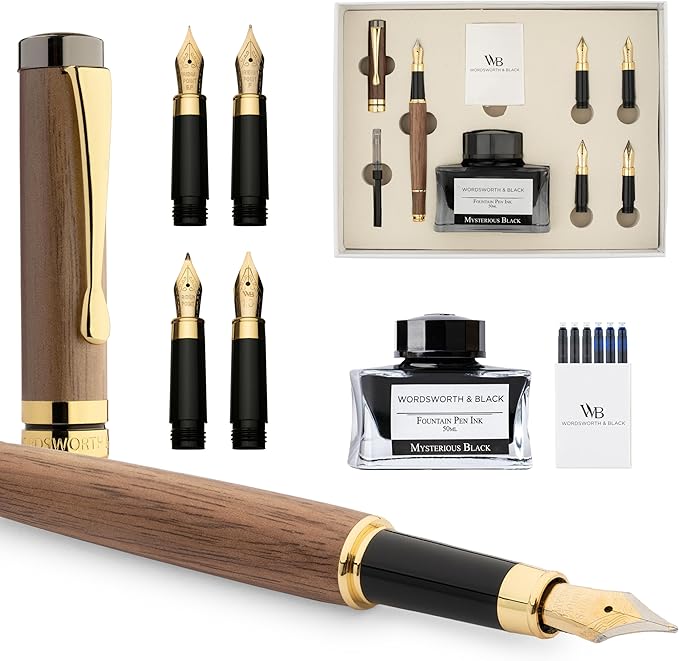 Wordsworth & Black Fountain Pen Gift Set, Includes Ink Bottle, 6 Ink Cartridges by WordsworthBlack