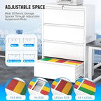 Greenvelly 4 Drawer File Cabinet, Metal Filing Cabinet - Image 6