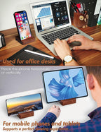 WODTILIFE Cute Owl Pen Holder for desk and walnut Phone Stand, Fun ebony pencil - Image 2