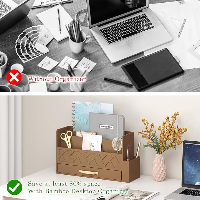 Wisuce Home Bamboo Desktop Organizer - Image 3