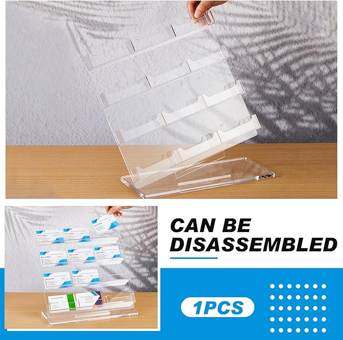 Dunzoom Business Card Holder for Desk 12 Slots Clear Gift Card Display Acrylic - Image 3
