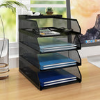 Natwind 4-Tier Desk Organizer, Stackable Paper Tray, Desk Accessories, Metal