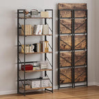 JSB No Assembly Folding Bookshelf, 5 Tier Industrial Metal Book Shelf - Image 6