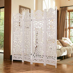 5.75Ft Room Divider Wood Screen, 33Lbs Durable MDF Carved Rustic Style Headboard - Image 2