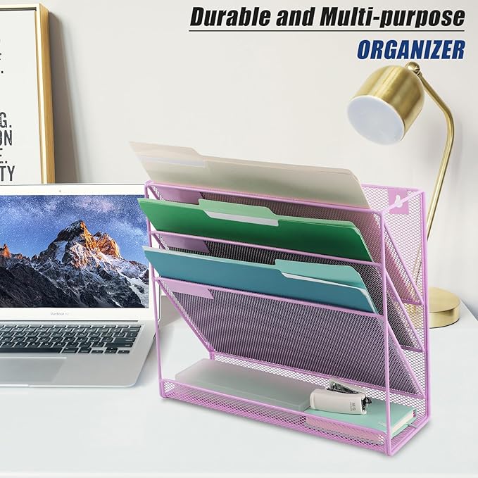 EASEPRES Desk File Organizer Mesh 4-Tier, Hanging Wall Mount Document - Image 6