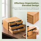 deayou bamboo desk organizer, 100% natural bamboo desktop showing dimensions