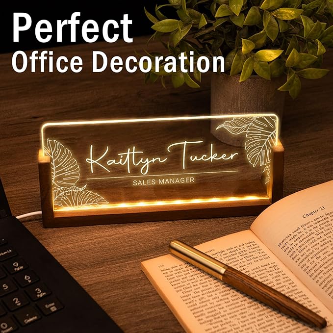 Desk Name Plate Personalized, Custom Office Light Up Name Plate - Image 3