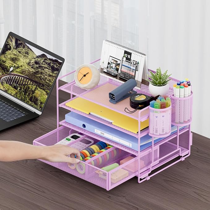 Marbrasse 4-Trays Desk File Organizer - Image 3