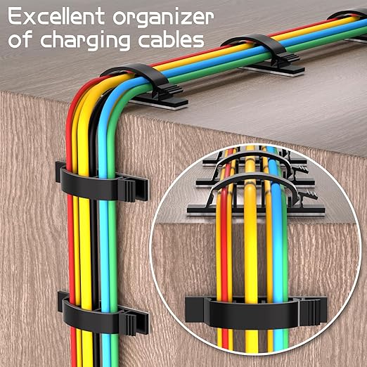 XHF 50pcs Adhesive Cable Wire Clips Black, Outdoor Cable Management Wire - Image 5