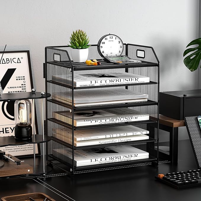6 Tier Desk Organizer, Heavy-Duty Thick Metal Letter Tray Organizer, Large - Image 7