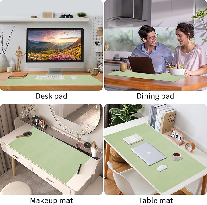 Bloss Green Desk Mat, Mouse Pad, Waterproof Leather Desk Pad, Desk Matt - Image 2