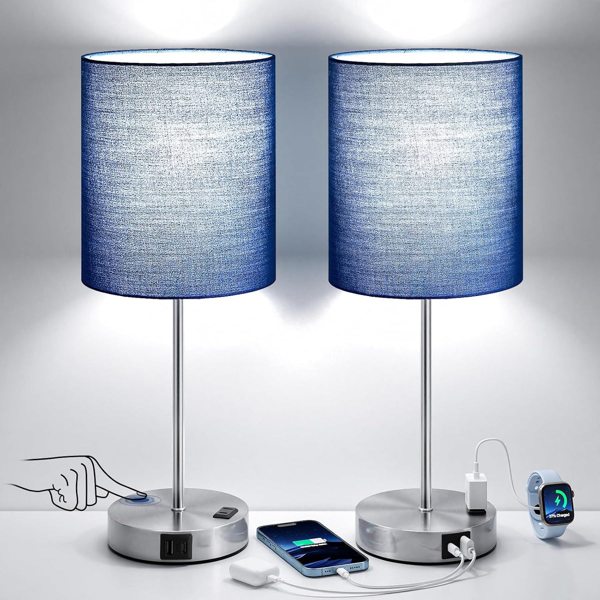 fenmzee touch lamps for bedroom set of 2, main product view