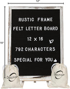 Felt Letter Board with Rustic Vintage Frame and Stand 12x16 inch, Numbers and - Image 8