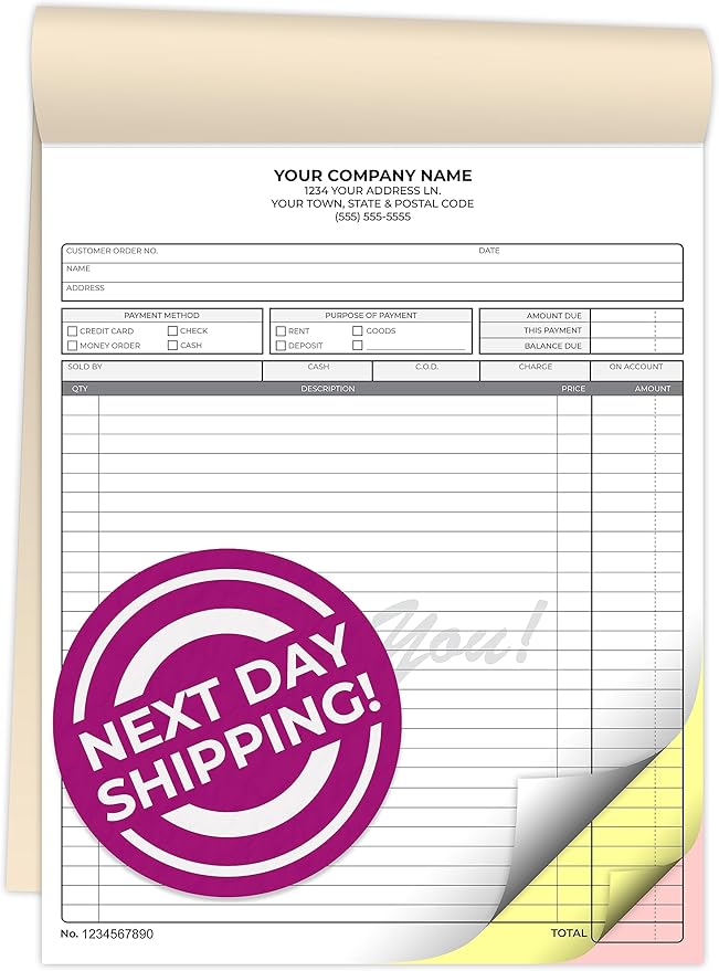 Custom 8.5" x 11" Carbonless NCR Books in 3-Part Triplicate Invoices, Work by PrintPPS