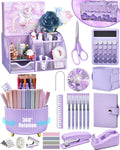 LXEVIHK 21Pcs Purple Desk Organizers and Accessories