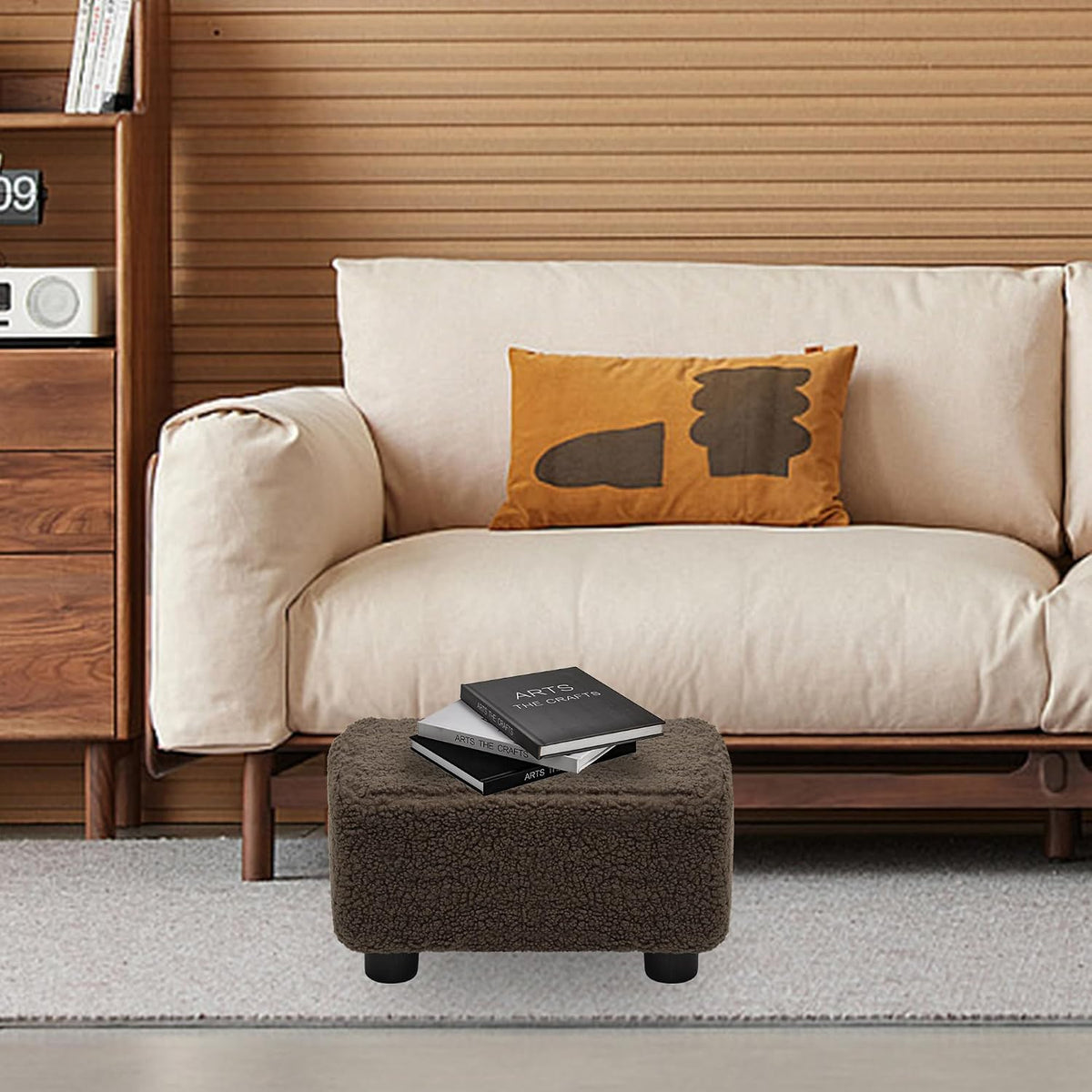 carolmade small foot stool ottoman footstool with legs shown in use