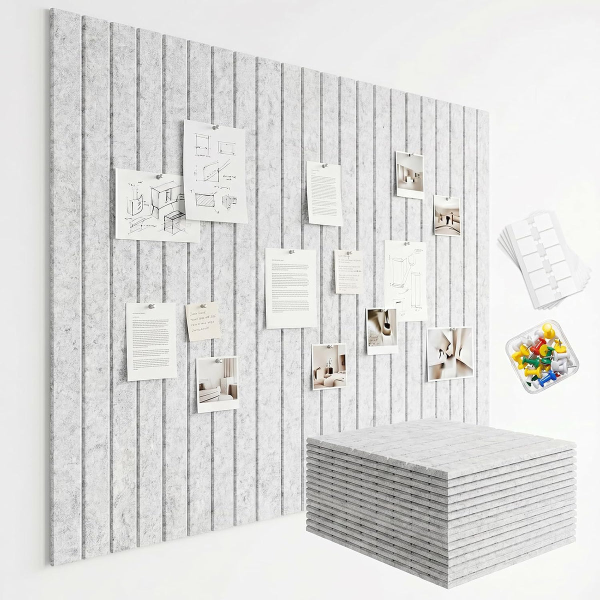 Felt Bulletin Board Tiles 59x36 15 Pack Sound Absorbing Wall Panels