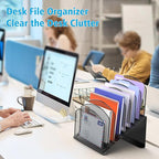 Inclined Desk File Organizer, 8-Section Upright Desk Organizer File Sorter - Image 7