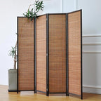 Furnnylane 4 Panel Bamboo Room Divider and Folding Panel Screen, Bamboo Panel - Image 4
